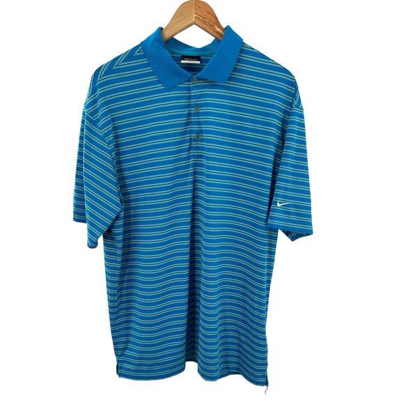 Nike Men's Victory Stripe Polo Shirt  Blue/White Size Large‎ - Picture 1 of 10